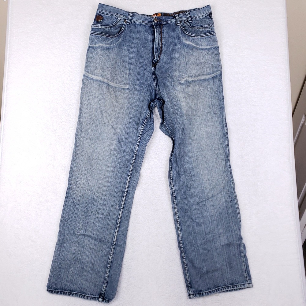 Enyce Mens Relaxed Wide Leg Jeans Blue Medium Wash Streetwear Size 40 x 34